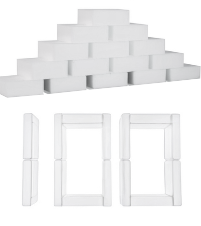 100 Pack Magic Sponge Eraser Extra Thick and Long Lasting Melamine Cleaning Sponges in Bulk - Multi Surface Power Scrubber Foam Cleaning Pads - Bathtub, Floor, Baseboard, Bathroom, Wall Cleaner 